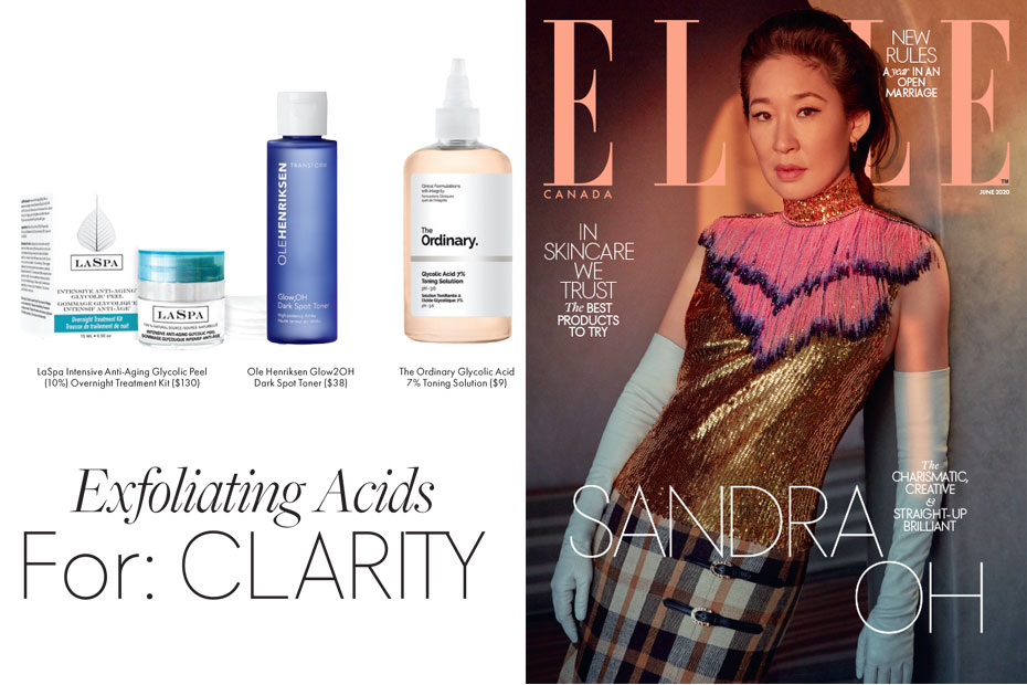 ELLE Magazine Exfoliating Acids For: CLARITY- face Featuring LASPA Intensive Glycolic Peel