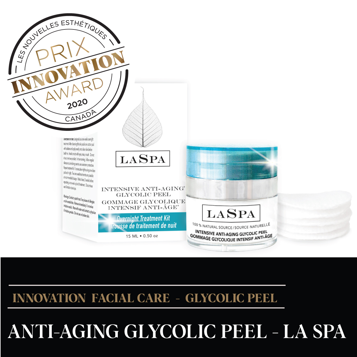 LASPA ANTI-AGING GLYCOLIC PEEL is winner of Facial Care Innovation category by LES NOUVELLES ESTHETIQUES CANADA
