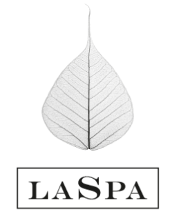 LASPA Logo 2X - an image of a leaf and the letters LASPA with a rectangular border