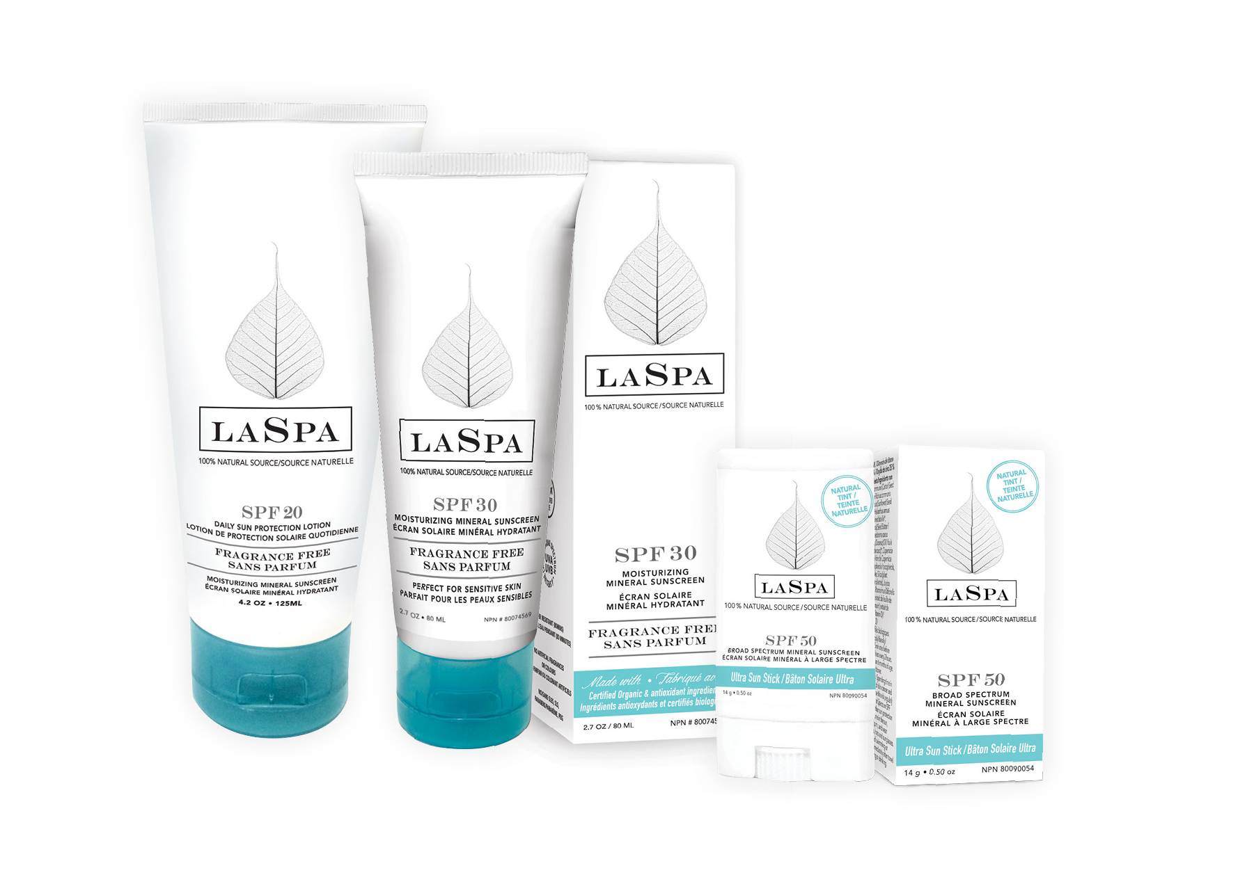 LASPA signature white bottles family collection.
